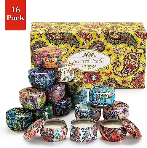 Set of 16 Small Scented Candles Soy Wax Aromatherapy Candles 2.5 OZ Portable Tin Candles with Lid, Relaxation Gifts Basket for Mother, Women, Friends and Coworkers - Image 4