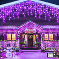 66ft Purple Christmas Lights Outdoor Indoor, 640 LED Icicle Lights for Outside Twinkle Christmas Lights with 120 Drops Clear Wire Timer 8 Modes for House Party Tree Yard Patio Eaves Holiday Decoration by Nielfoi