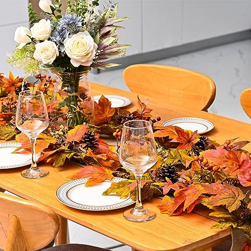 Artgar Fall Maple Leaf Garland, 9 Ft Fall Decor Garland with 30 Warm Lights - Image 3