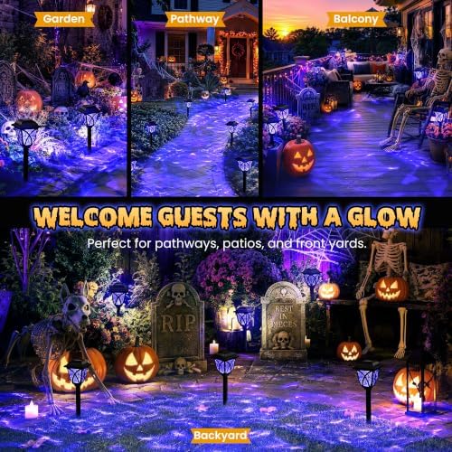 GIGALUMI Solar Halloween Lights Outdoor Decor, Solar Pathway Lights 6 Pack - Image 4
