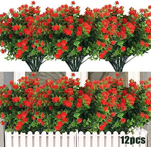 RECUTMS Artificial Fake Orange Flowers,Spring Faux Outdoor Plastic Plants by RECUTMS