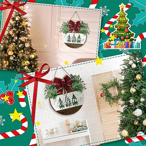 Boao Christmas Door Decorations Wooden Christmas Welcome Sign - Image 4