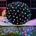LED Christmas Net Lights Outdoor Christmas Decorations for Bushes,100LED 5ftx5ft Connectable Green Wire Net Christmas Lights for Outdoor indoor Yard Mesh Shrub Tree Decor ,UL Certified(Multicolor) by HISHINY