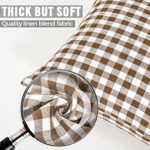 Fall Brown Plaid Gingham Euro Pillow Sham Cover 24x24, Large Pillow Covers - Image 4