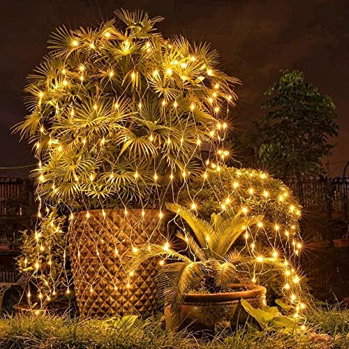 LJLNION Christmas Net Lights, 360 LED 12ft x 5ft Connectable Mesh Fairy String Lights,8 Modes Low Voltage Safe Adaptor for Xmas Trees, Bushes, Wedding, Outdoor Garden Decorations, Warm White - Image 5