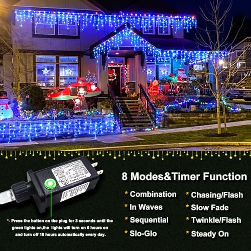 66FT Icicle Lights for Outside 640 LED Blue Christmas Lights Outdoor - Image 2