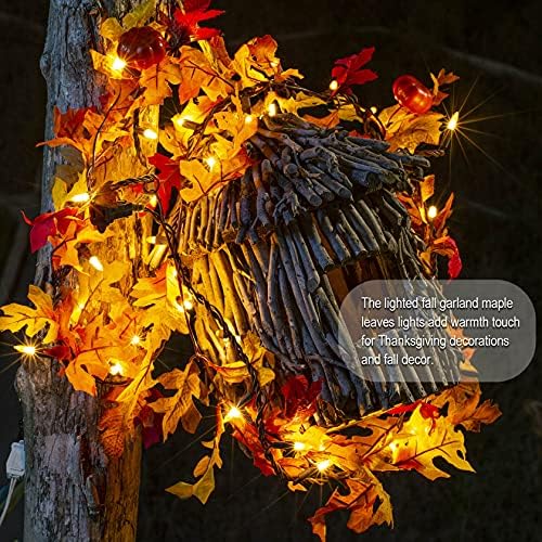 TIGOMOOV Lighted Fall Decorations for Home Maple Leaf String Lights Plug in 120V, Thanksgiving Garland with Lights, 35 Bulbs Lighted Fall Garland String Lights for Fireplace Mantle Decor - Image 3