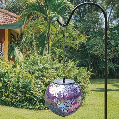 Solar Hanging Lantern Solar Outdoor Lanterns Mosaic Gazing Ball Outdoor Hanging Lights Outdoor Lights Waterproof Garden, Patio, Pathway & Yard Décor Purple - Image 4