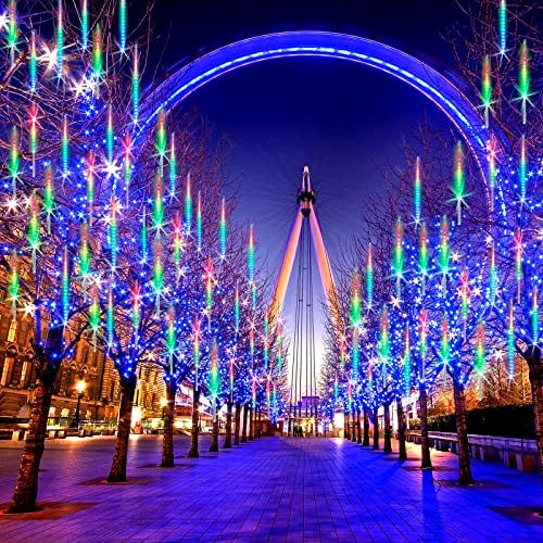 Meteor Shower Rain Lights with 25 Tubes 600 LEDs Waterproof Icicle Snow Fall String Lights for Party Tree Home Patio Outdoor Decoration (25 Tubes, Colorful) - Image 3
