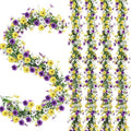 2 Pcs 6 ft Artificial Flowers Wisteria Garland, Purple Yellow by FineCheer