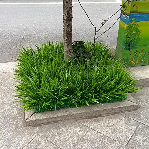 alyptus Artificial Grass Outdoor 12 Bundles Fake Plants Outside Green Onion Faux Greenery Shrubs for Front Porch Planters Pot Décor for Outdoors (Grass) - Image 6