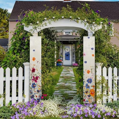 doginthehole Spring/Summer Porch Banner Aesthetic Colorful Wildflowers Hanging Porch Flag Front Door Signs for Yard Indoor Outdoor Holiday Party Decoration - Image 4