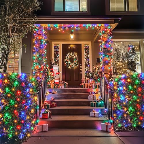 JMEXSUSS 200 LED Christmas Net Lights Plug in, 8 Modes 9.8ft x 6.6ft Net Lights Outdoor Mesh Light, Waterproof Bush Light for Outside Garden Lawn Yard (Multicolor) - Image 5