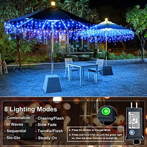98FT 1216 LED Icicle Lights for Outside, 8 Modes 228 Drops, Blue - Image 3