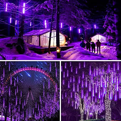 2 Pack Halloween Lights Outdoor 16 Tubes 384LED Meteor Shower Lights Purple - Image 4