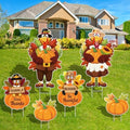 Thanksgiving Yard Decorations Outdoor, 6 Pcs Turkey Yard Signs for Thanksgiving Decorations Outside, Gooble Bless Give Thanks Be Thankful for Autumn Party Outdoor Lawn Garden Decor by Biswiter