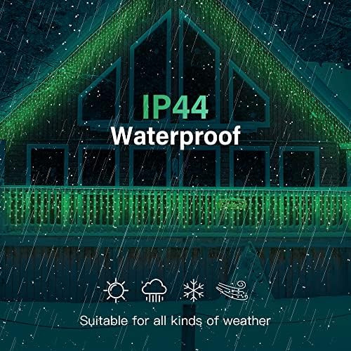 300LED Icicle Lights for Outside,Green Curtain Lights - Image 6