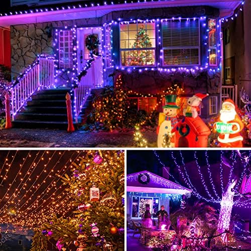 JMEXSUSS 250 LED Orange and Purple Christmas String Lights Indoor Outdoor Waterproof for Garden Patio Party Halloween Christmas Decorations (Pack of 2) - Image 2