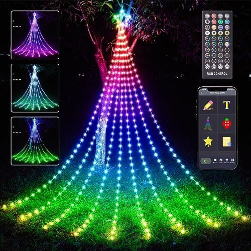 HOLILLUMA 12FT Smart Waterfall String Lights Outdoor Christmas Decorations by HOLILLUMA