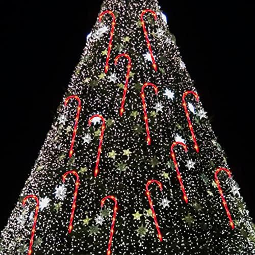 LAMPHOME 16Pack 16.5" Christmas Candy Cane Pathway Markers with Snowflake, Xmas Pathway Lights Outdoor with 64 Warm White Lights for Walkway Garden Lawn Holiday Decorations - Image 5