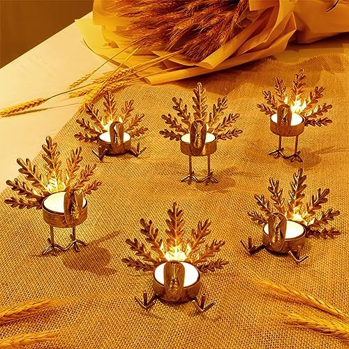 FORUP 12 Pack Metal Turkey Tea Light Candle Holders, Thanksgiving Candle Holder, Thanksgiving Home Table Decoration - Image 3