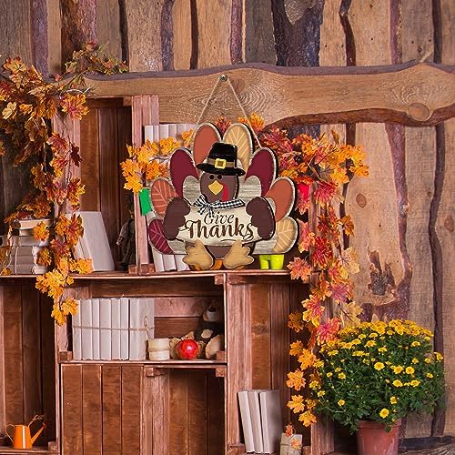 Huwena Turkey Style Thanksgiving Door Sign Fall Decorations Give Thanks - Image 4