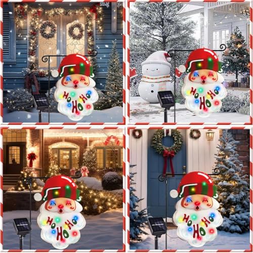3D Lighted Christmas Garden Flag, Solar Powered LED Outdoor Santa Claus Winter Holiday Yard Flag, Double Side HoHoHo Xmas Flag for Patio Lawn, Home Porch 12×18 Inch - Image 7