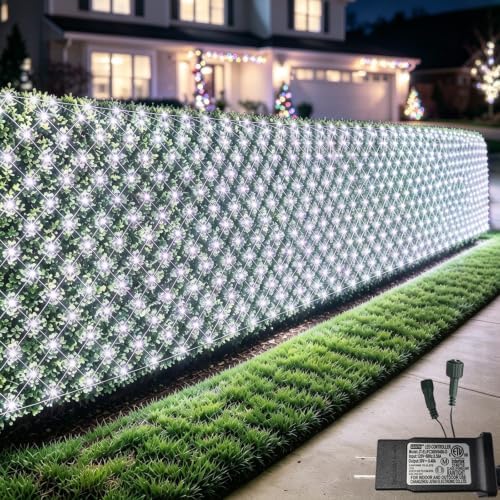 Pooqla Cool White Net Lights, 28x 5ft Christmas Lights Outdoor Green Wire by Pooqla