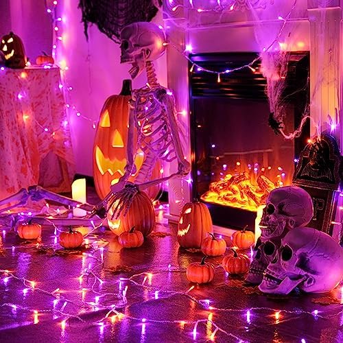 JMEXSUSS 163 FT 500 LED Orange and Purple Halloween String Lights Indoor - Image 5