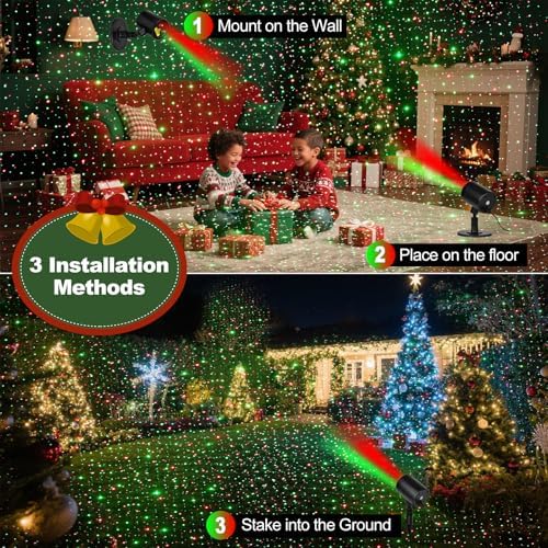 Christmas Projector Lights Outdoor, Red & Green Laser Light Projector - Image 2