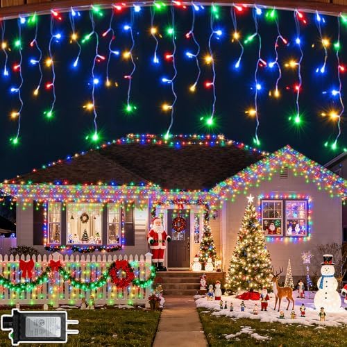 82FT 810 LED Outdoor Christmas Lights - 180 Ice Drops, 12 Modes with Timer by WUXYIYANG