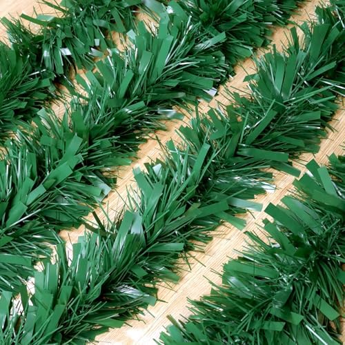 50Ft Green Christmas Garland Decorations,Xams Greenery Tinsel Stems Non-Lit Soft Twist Garland Decor for Tree Stairs Railing Front Door Mantle Fireplace Indoor Outdoor Holiday Home - Image 3