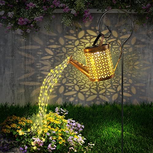 Watering Can with Lights,Solar Lanterns Outdoor Hanging Waterproof Garden Decor,Solar Outdoor Garden Decorative,Decorations for Lawn Path Patio (1) by Maleyt