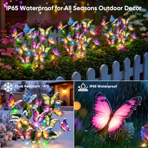 Solar Lights Outdoor Garden Decor: 4 Pack Colorful LEDs Butterfly Lights - Image 6