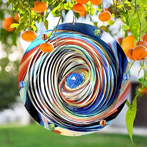 FONMY Mandala Wind Spinner w/Crystal Ball-Blue Plenet 3D Stainless Steel Hanging Spinners Worth Gift Christmas Decoration Indoor/Outdoor Garden Décor Kinetic Yard Art 12 Inches Wind Sculpture - Image 4