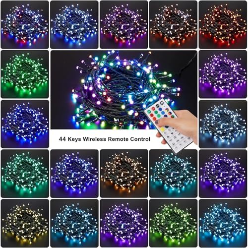 LJLNION 98.5ft Christmas Lights Color Changing with Remote, 300 LED RGB Fairy String Lights Halloween Decorative Lights, 8 Lighting Modes & Timer, Plug in Indoor Outdoor Xmas Wedding Party Decor - Image 2