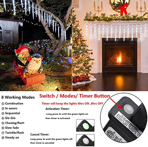 Joomer White Christmas Icicle Lights, 13FT 20 Tubes 90 LED, White - Image 2