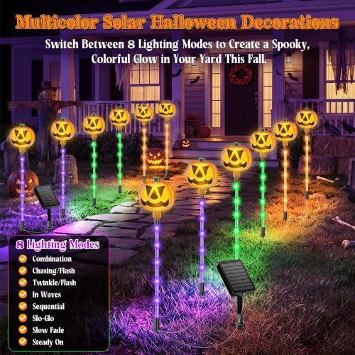 18.89'' Solar Pumpkin Lights Outdoor Halloween Decorations, 6 Pack - Image 6