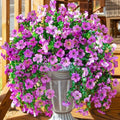 Artificial Faux Hanging Flowers Plants for Outdoor Decor, 2 PCS Outside Fake Silk Violets with Eucalyptus UV Resistant Realistic Daisy Trailing Vines for Planter Front Door Balcony Patio Yard, Purple by INSPRING