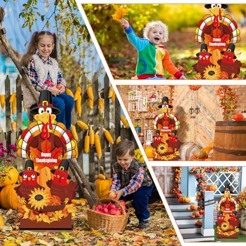 32 Inch Thanksgiving Porch Sign Standing Decor, Turkey - Image 4