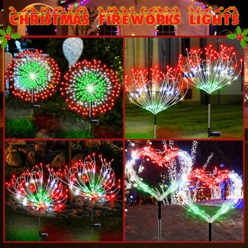 Tujoe Ujoe 4 Pack Christmas Outdoor Garden Decoration Solar Firework Lights - Image 6