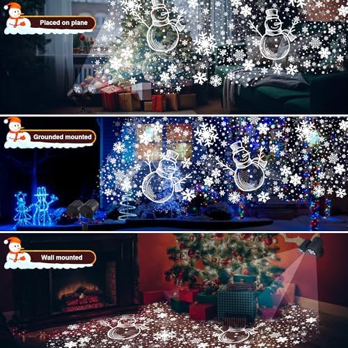 Toodour Snowman & Snowflake Christmas Projector Lights Outdoor, Double Head Dynamic Snowman & Snowflake Projector Lights with Timer, Waterproof White Christmas Light for Yard Wall Indoor Xmas Decor - Image 4