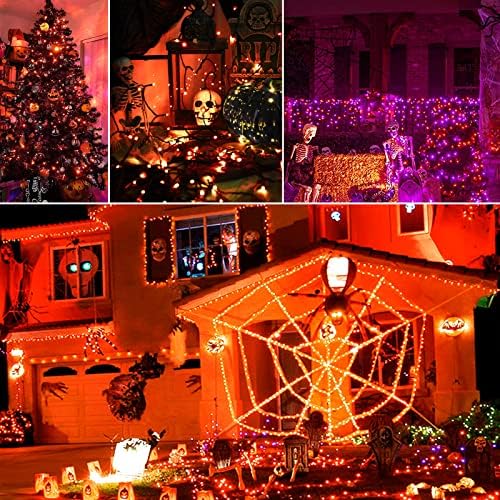 Solar Halloween String Lights, Orange 200Led, Outdoor Waterproof - Image 7