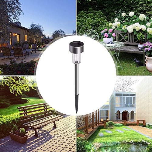 Solar Lights Outdoor, 12Pack Stainless Steel Outdoor Solar Lights - Waterproof, LED Landscape Lighting Solar Powered Outdoor Lights Solar Garden Lights for Pathway Walkway Patio Yard & Lawn-Cool White - Image 7