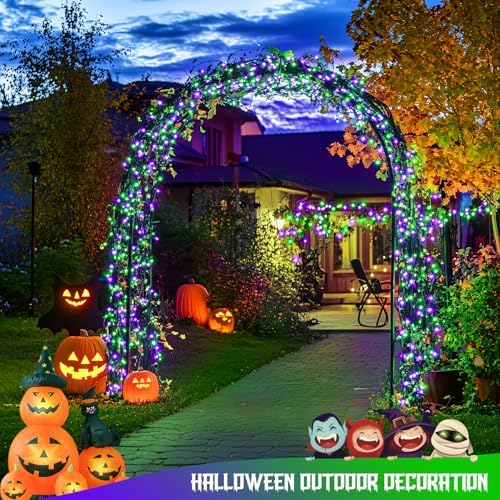 JMEXSUSS 250 LED Halloween Lights Plug in, Purple and Green String Light - Image 7