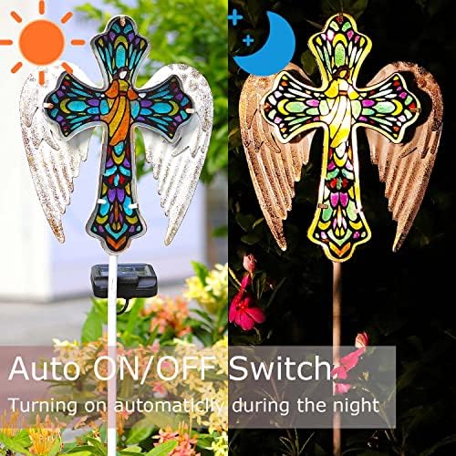 TEDOF Solar Glass Cross Stake Lights with Angel Wings - Image 4