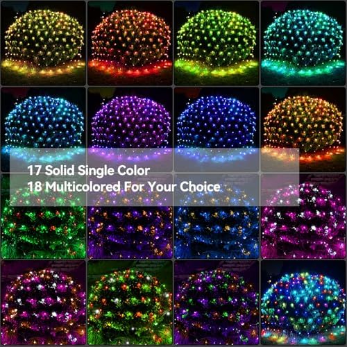 Obrecis Christmas Net Lights Outdoor, 240 LED 35 Color Changing Mesh Lights, 14.8 ft x 5 ft Waterproof Connectable Multicolored String Lights for Bushes Xmas Tree Garden Party Home Decor - Image 2