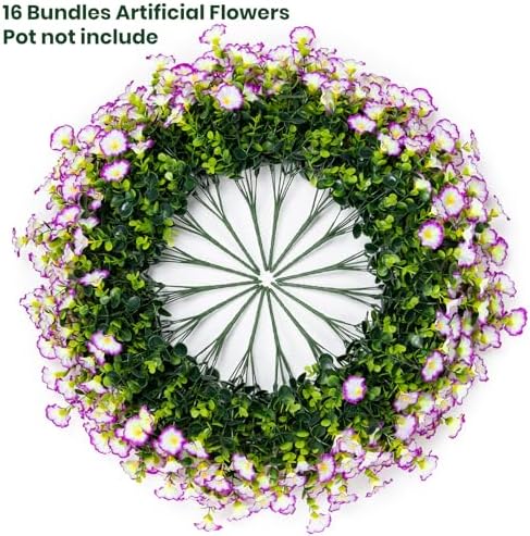 Artificial Flowers for Outdoor 16 Bundles Fake Morning Glory,purple/white - Image 4