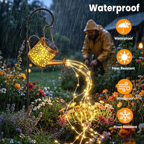 Solar Watering Can Lights Garden Decor, Metal Waterproof Hanging Lantern - Image 6