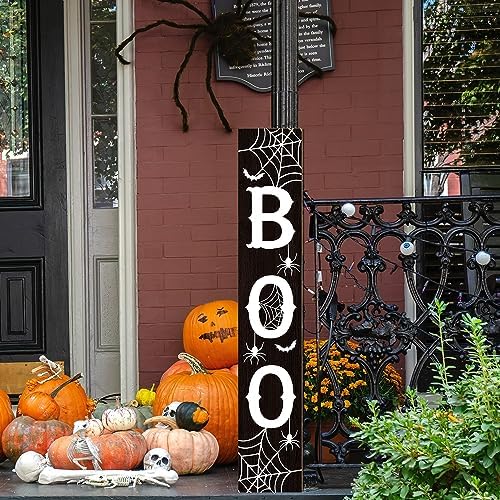 Boo Porch Sign Scary Wooden Sign For Front Porch 47.2 Inches Halloween Vertical Welcome Sign Yard Standing For Patio Front Door Porch Home Decor - Image 7